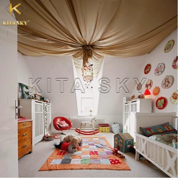 Trang trí trần nhà bằng vải tạo hiệu ứng thị giác độc đáo