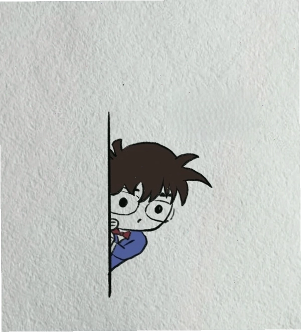 Tranh vẽ Conan chibi mặc bộ đồ thám tử quen thuộc