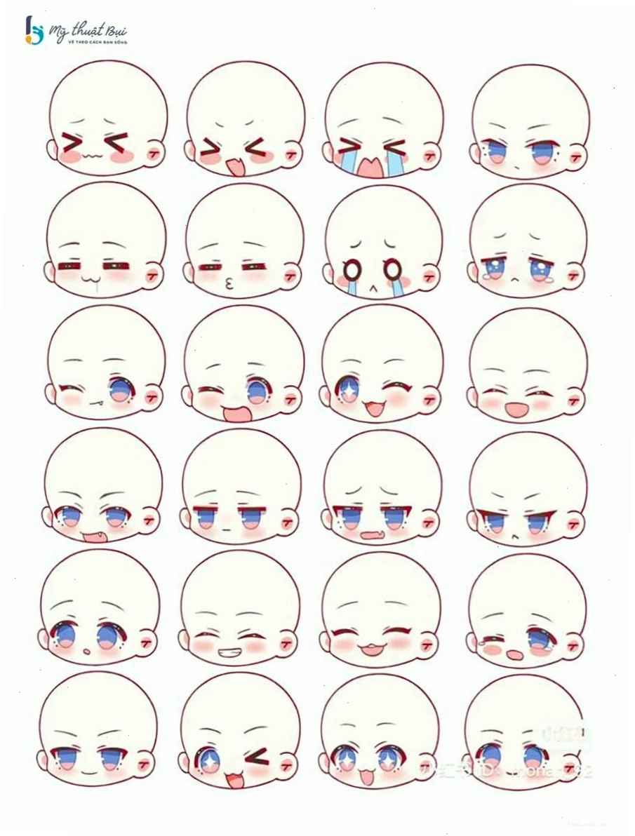 Vẽ đôi mắt to tròn biểu cảm cho nhân vật chibi nam