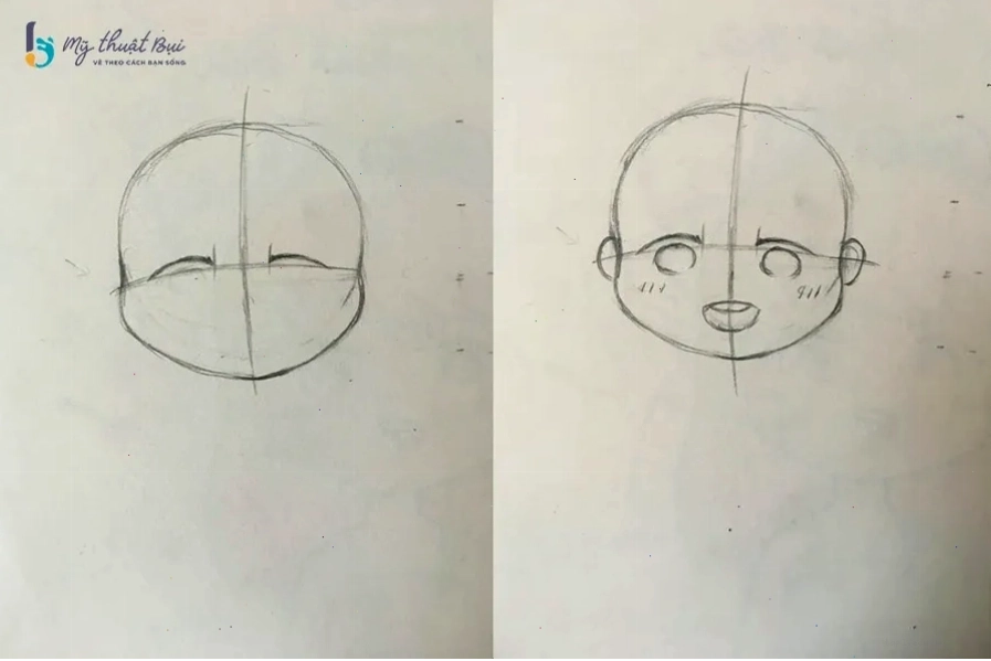 Vẽ mặt Chibi với đôi mắt to tròn