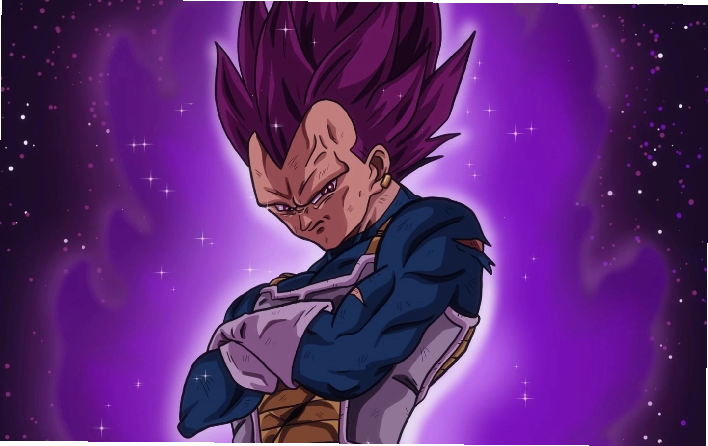 Vegeta trong trạng thái sức mạnh tối thượng với ánh mắt đầy kiên định