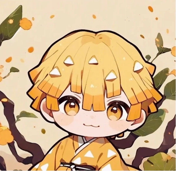 Zenitsu Chibi đang cười tươi