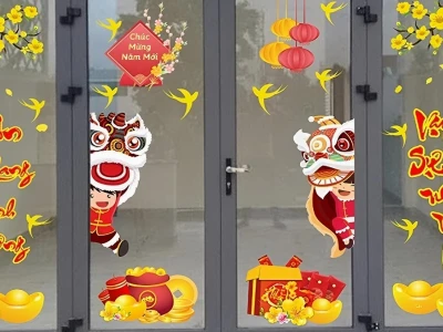 Decal Trang Trí Tết Dán Cửa Kính: Điểm Nhấn Ấm Áp Cho Không Gian Xuân 2026